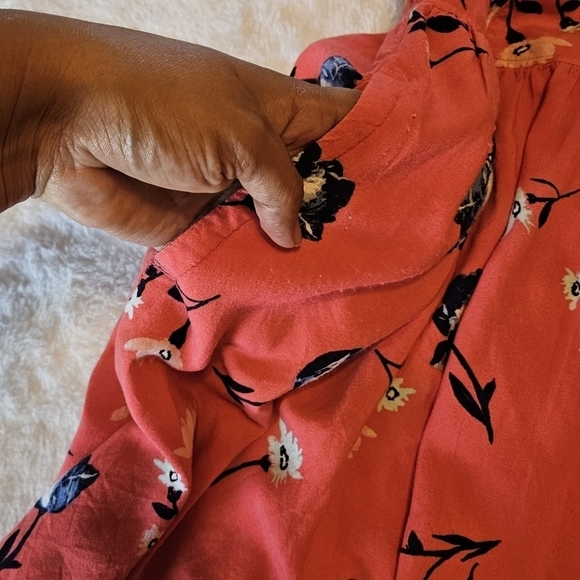 So Heritage fit and flare Summer floral mini dress Orange Blue white  Flowers - Picture 12 of 16